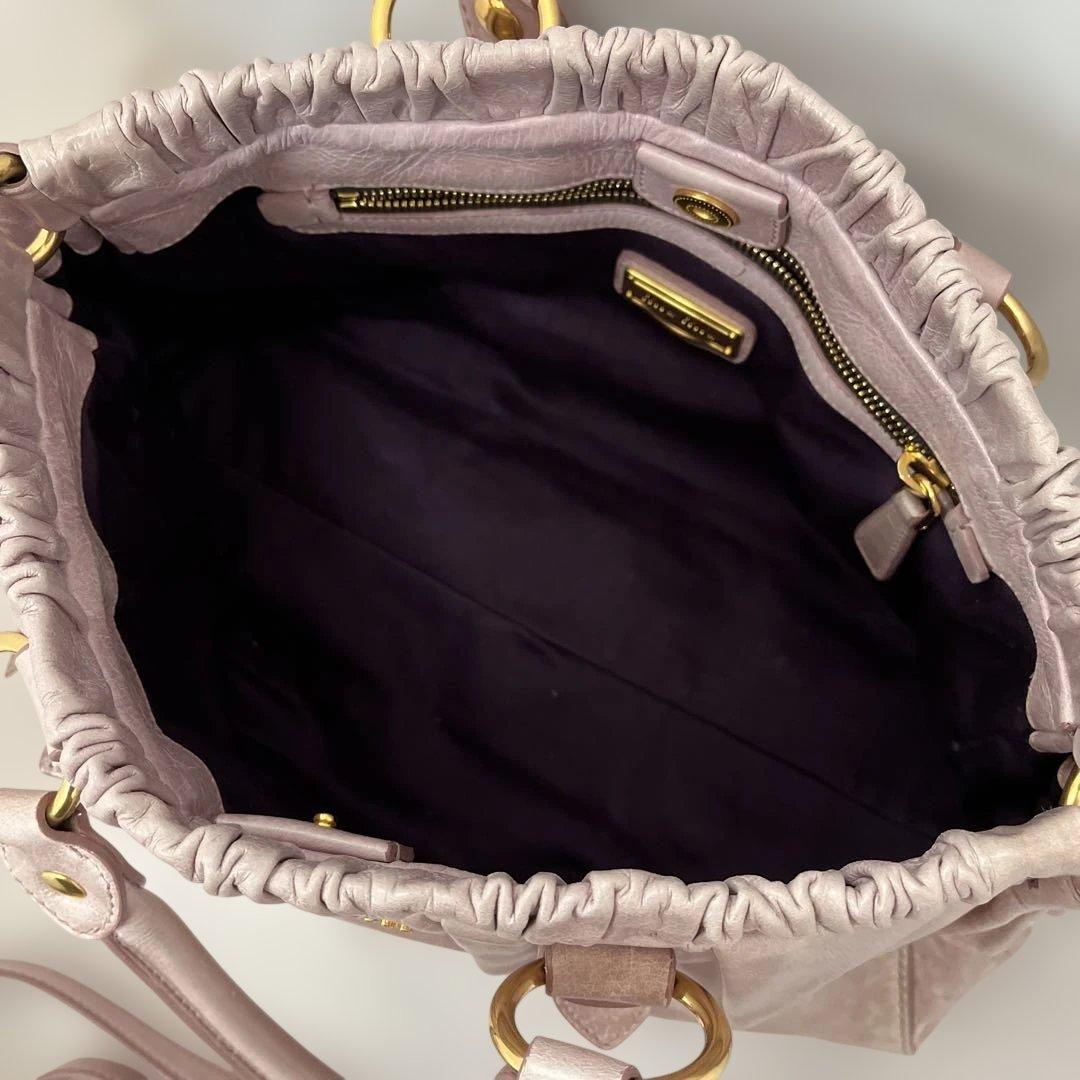 ミュウミュウ VITELLO LUX ショルダーバッグ　ピンク ベージュ