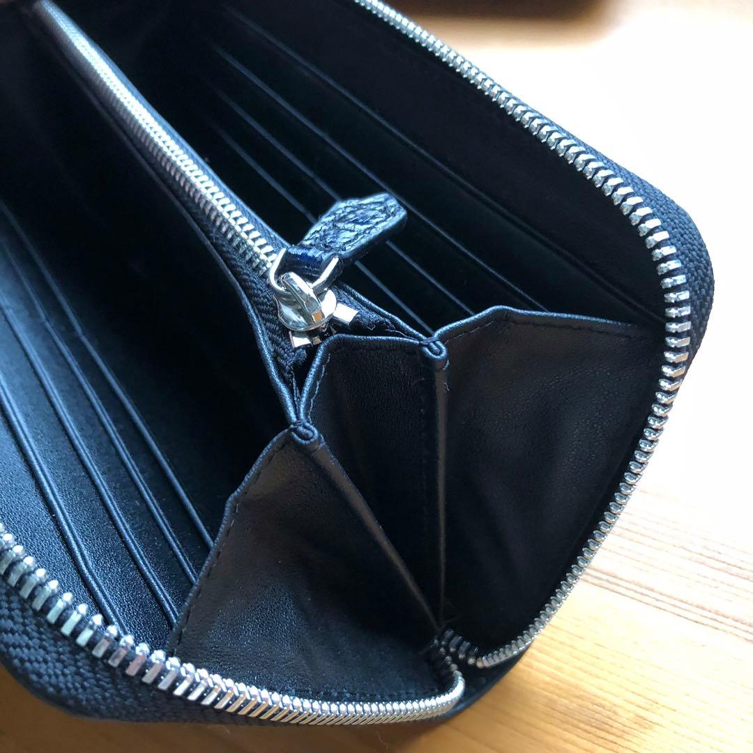 ア*オ様 本物　クロコダイル　シャムワニ　 長財布 ワニ革 一枚革　青ブルー