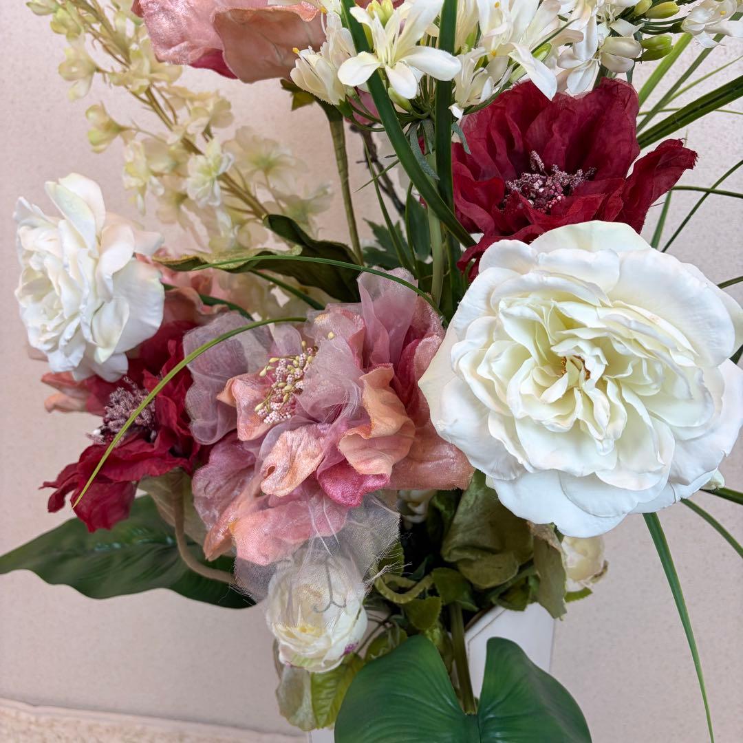 送料無料 造花アレンジメント 大型 アートフラワー スタンド エミリオ ロバ