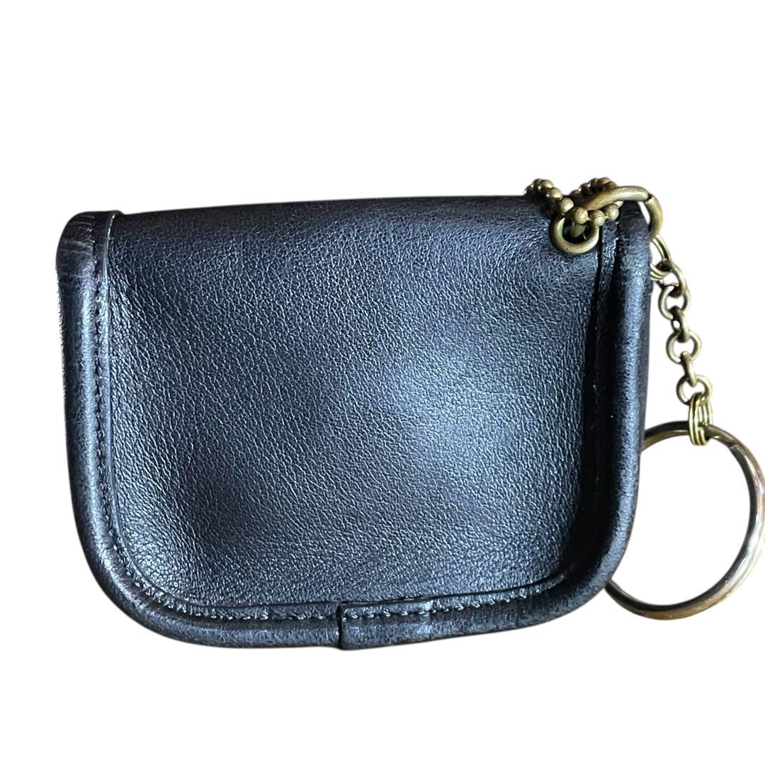 美品　オールドコーチ　ケース　レザー　ネイビー　ターンロック　小銭入れ