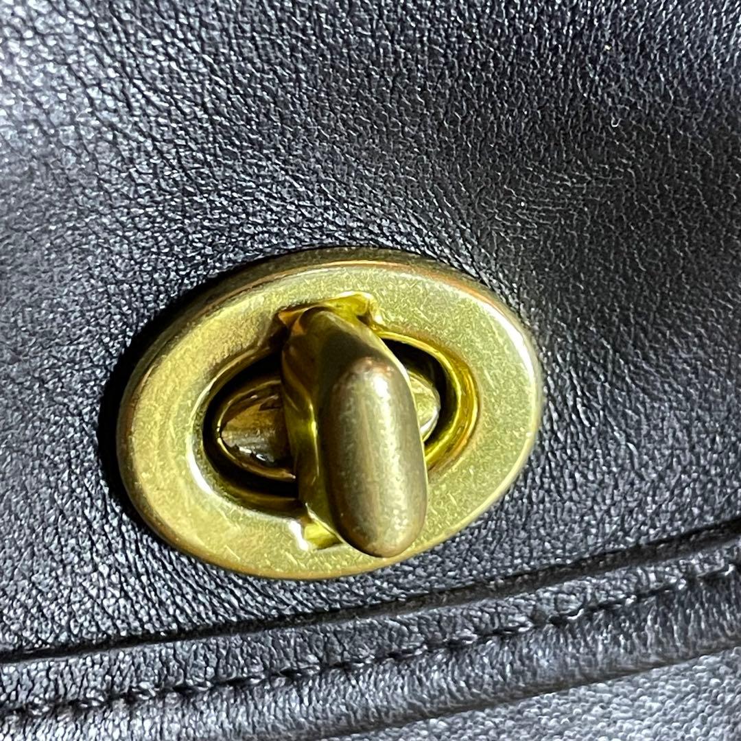 美品　オールドコーチ　ケース　レザー　ネイビー　ターンロック　小銭入れ