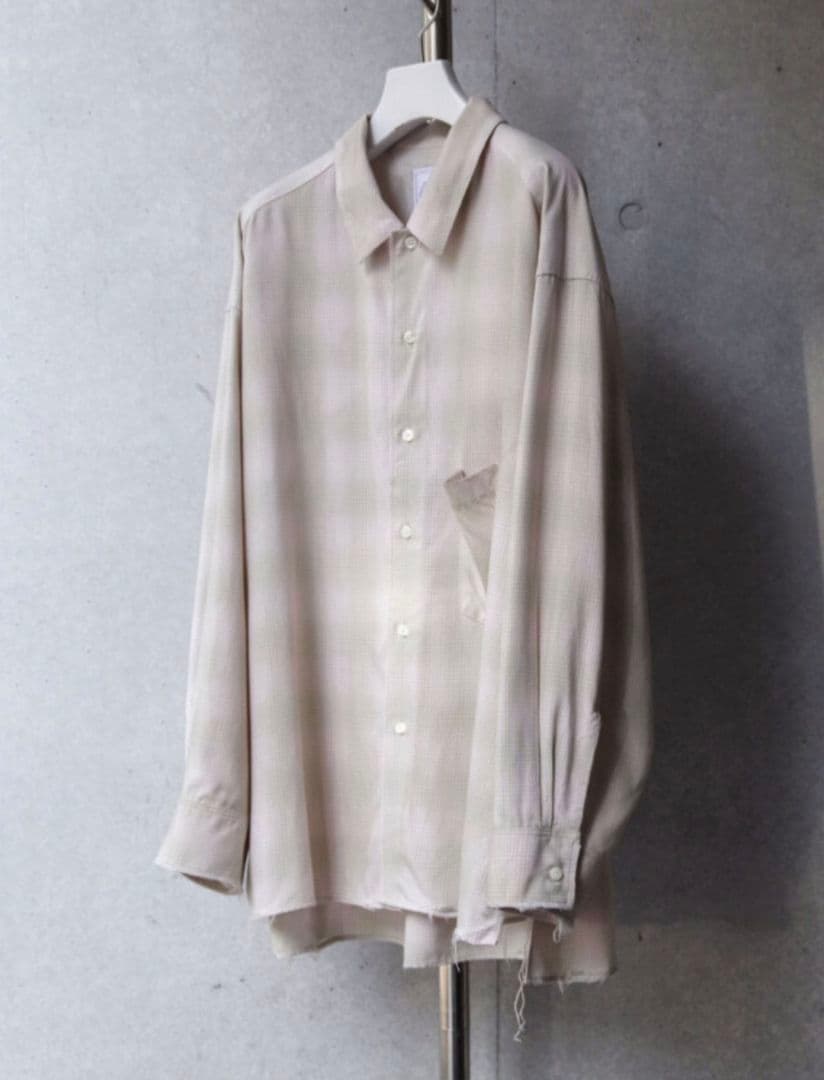 ANCELLM OMBRECHECK SHIRT ピンク サイズ2 25SS