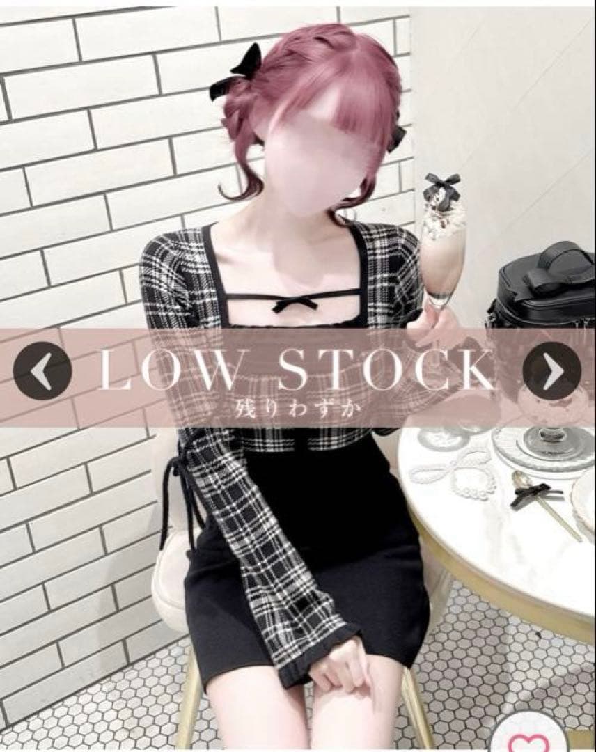 チェックリボンドッキングワンピース