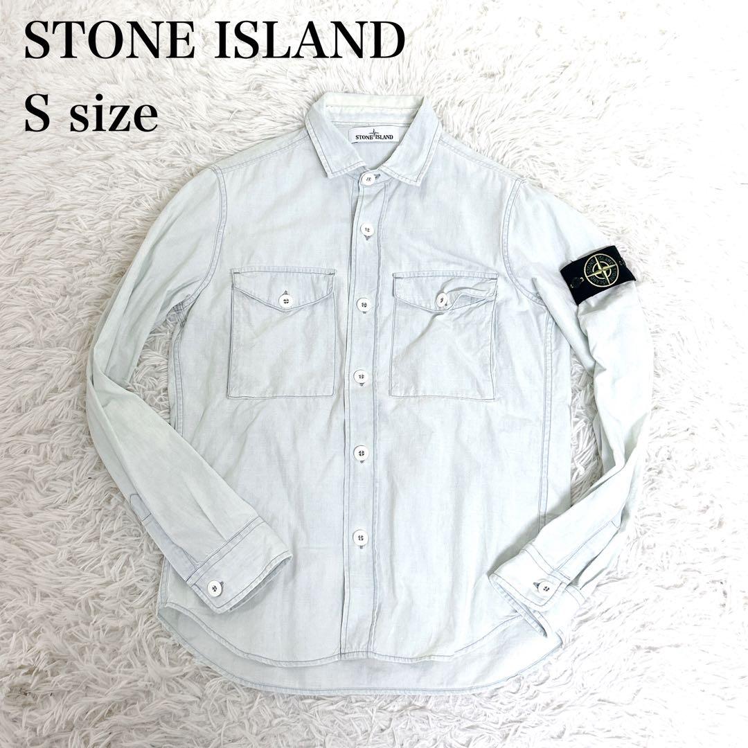 STONE  シャツジャケット　ブルゾン　水色　ワッペン　Sサイズ