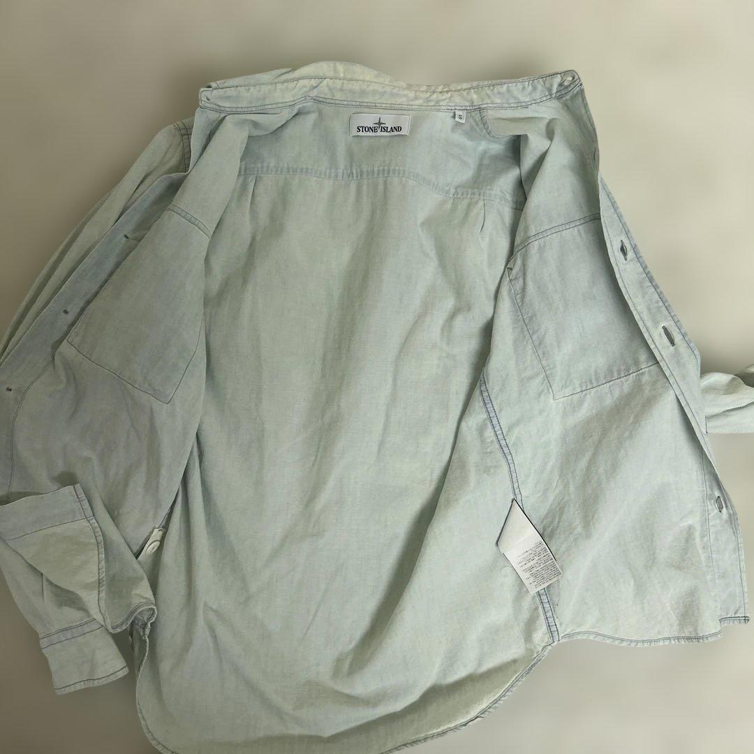 STONE  シャツジャケット　ブルゾン　水色　ワッペン　Sサイズ