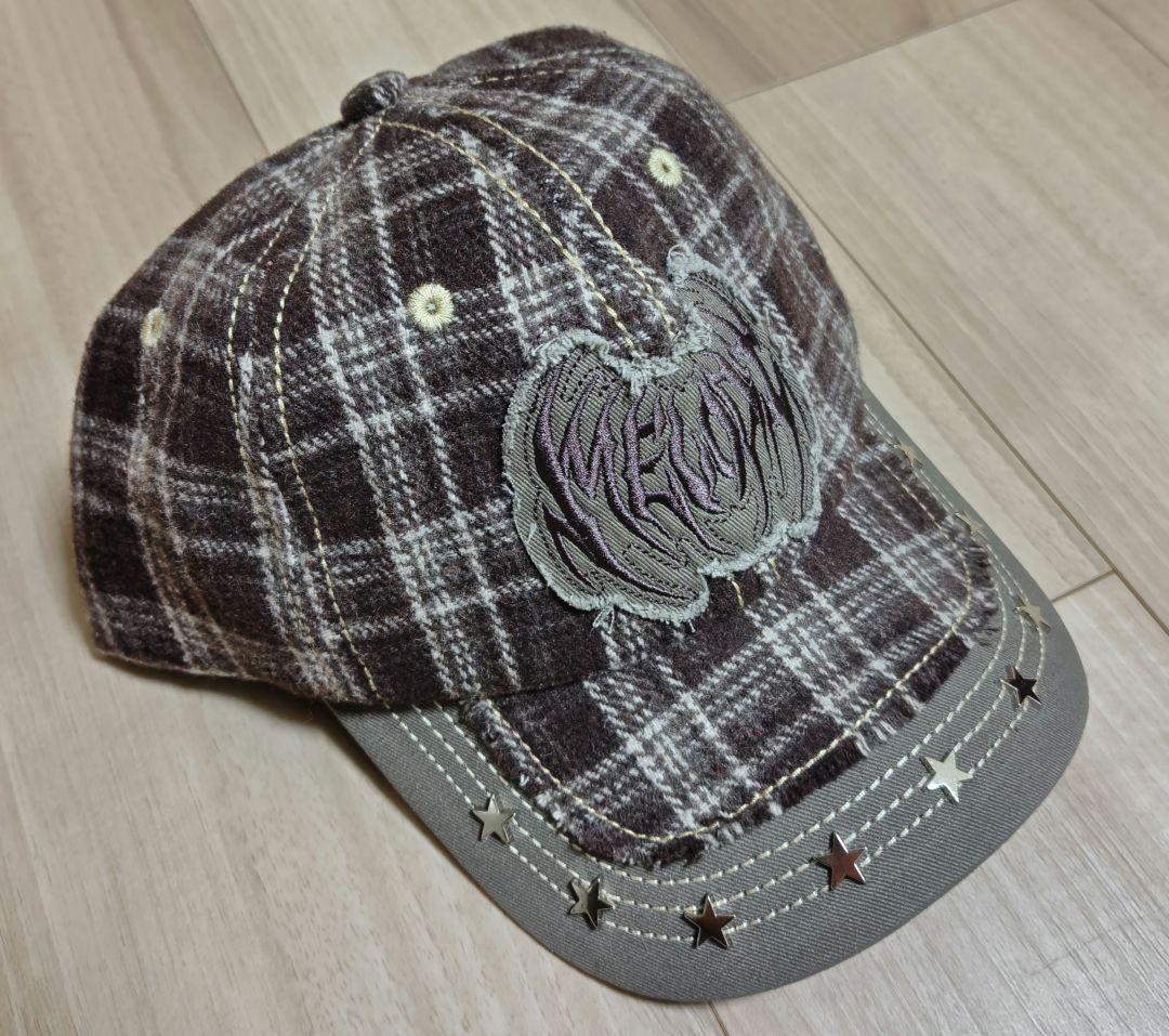 帽子 EC Melodi BROWN PLAID STAR STUDDED CAP