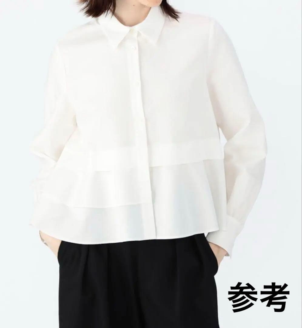 CABaNタイプライターダブルクロス アシンメトリックフリルロングスリーブシャツ