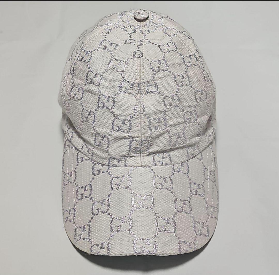 GUCCI キャップ ホワイト GGラメ M