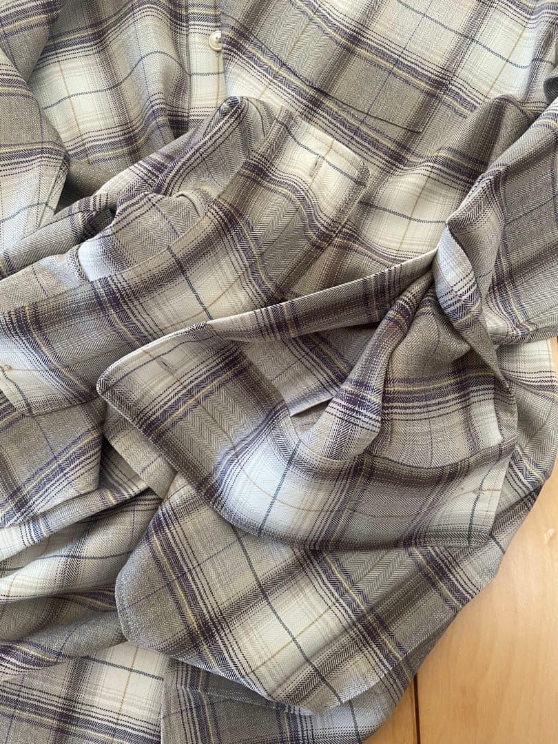 AURALEE 23AW ウールチェックシャツ 4ブラウン