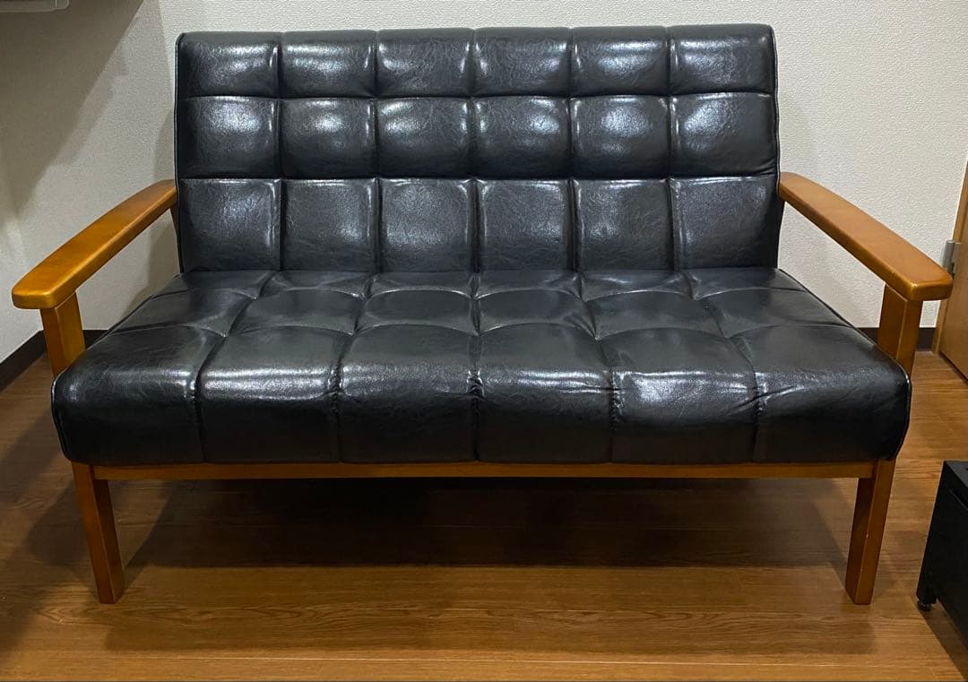 2人掛けソファ　合成皮革　アンティーク