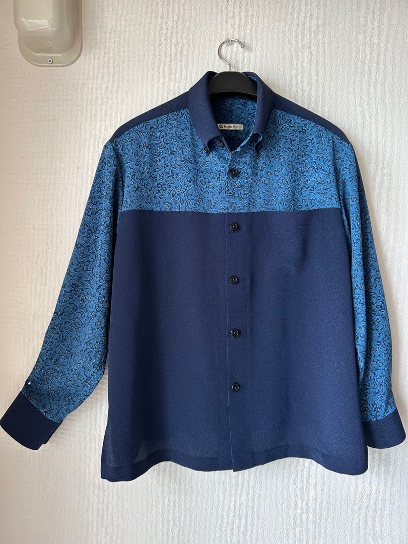 手作りのポリエステル縮緬反物生地メンズかりゆしウェアLLサイズ