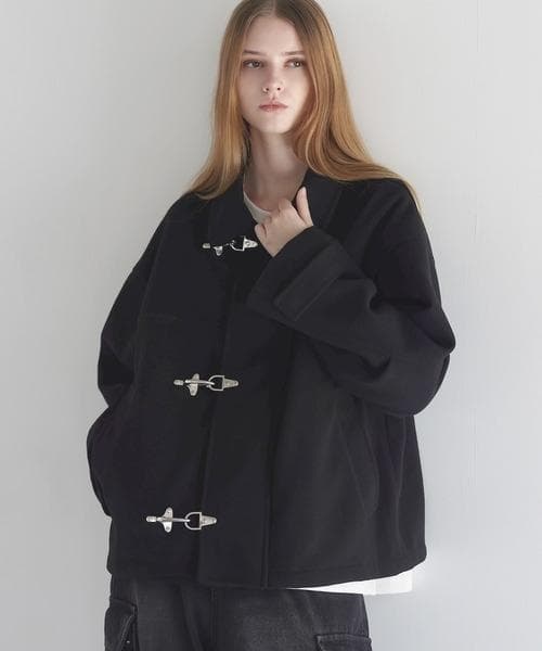 M 目立った傷等無し LILL ショート丈メルトンファイヤーマンブルゾン 黒