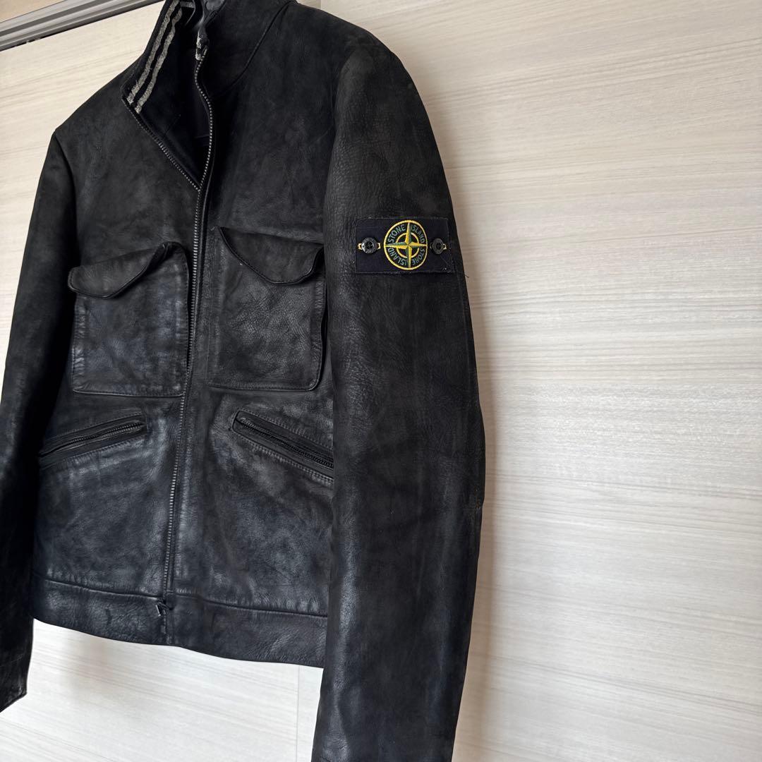 STONE ストーンアイランド レザーライダースジャケット XL 黒