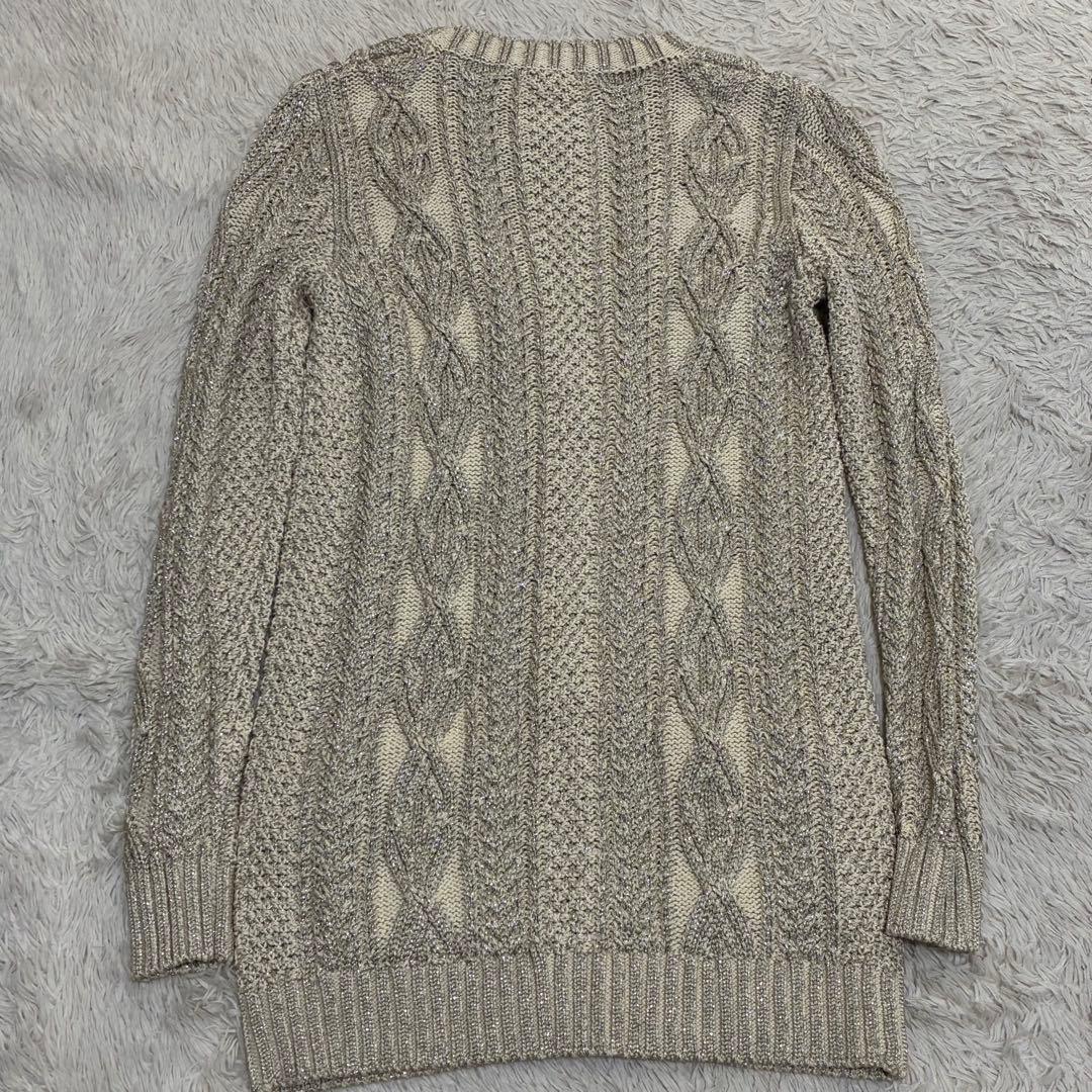 RALPH LAUREN 【未使用タグ付】 ラメ ケーブル ニットカーディガン