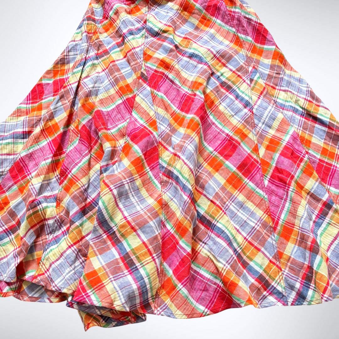 2024ss ポロラルフローレン チェックリネンラップスカート 巻きスカート 0