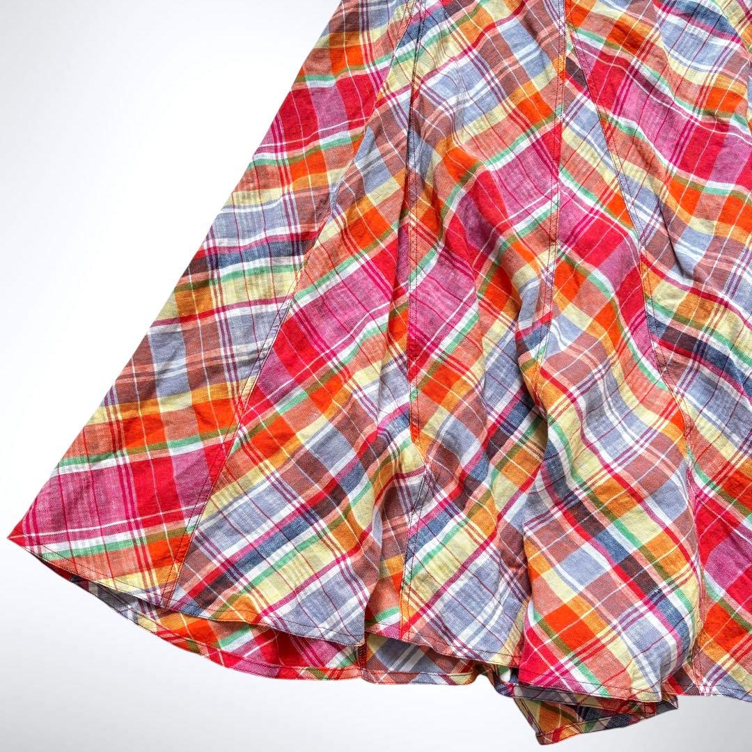 2024ss ポロラルフローレン チェックリネンラップスカート 巻きスカート 0