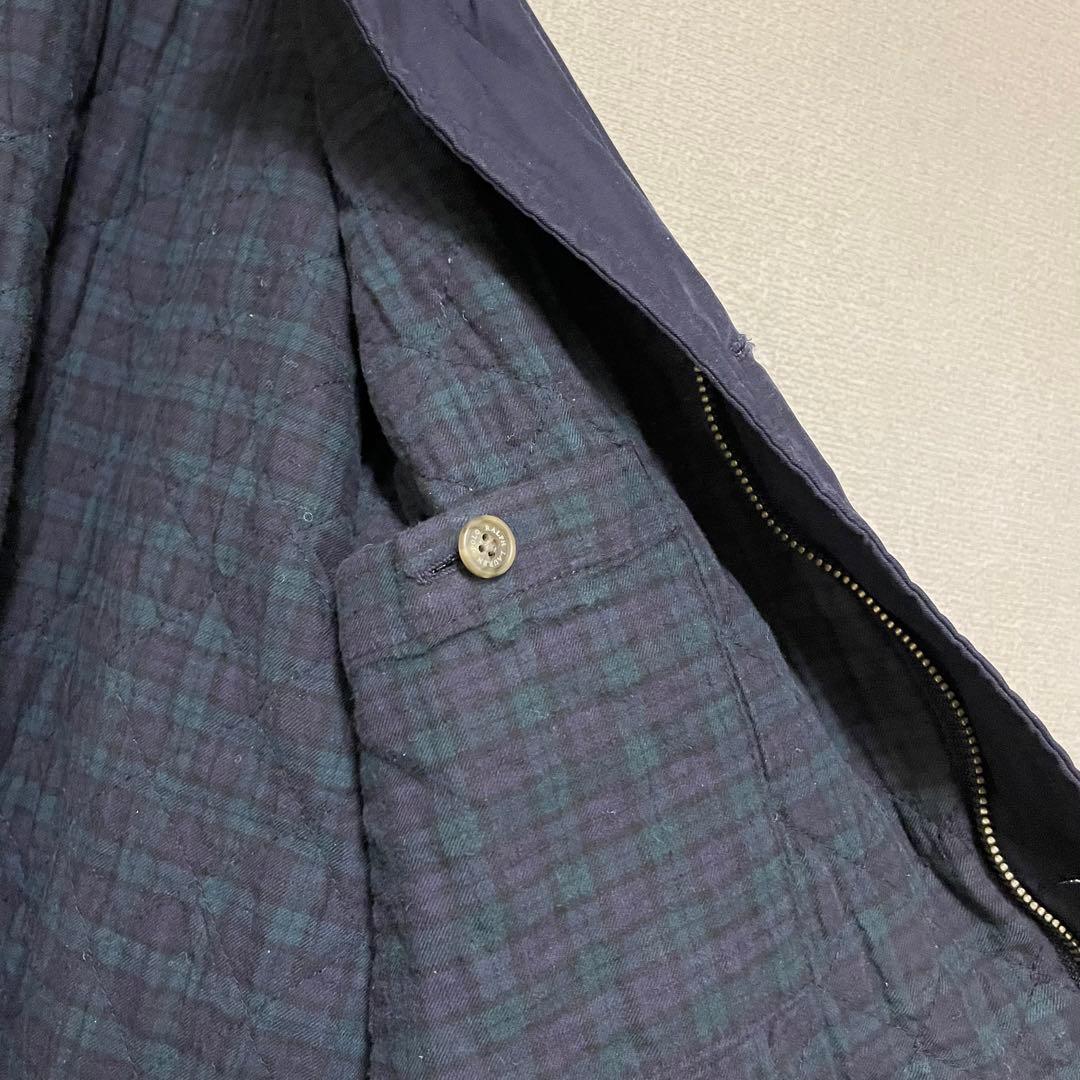 【90s】ポロラルフローレン ハンティングジャケット 中綿 裏チェック 刺繍 紺