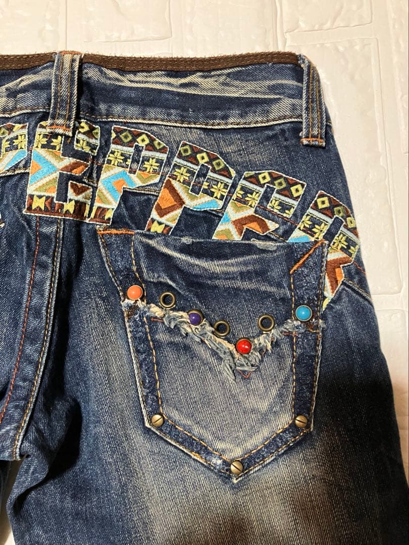 レッドペッパー　y2k 平成ギャル　刺繍 フェード ブーツカットデニム26