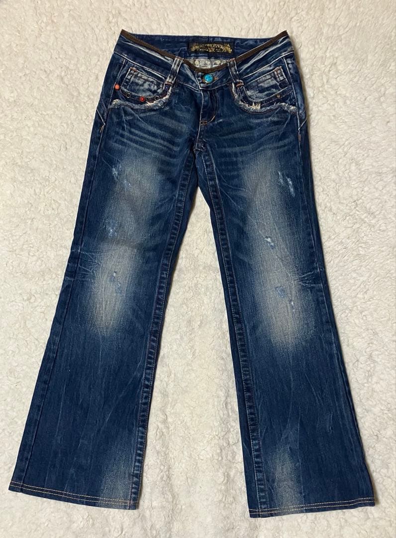 レッドペッパー　y2k 平成ギャル　刺繍 フェード ブーツカットデニム26