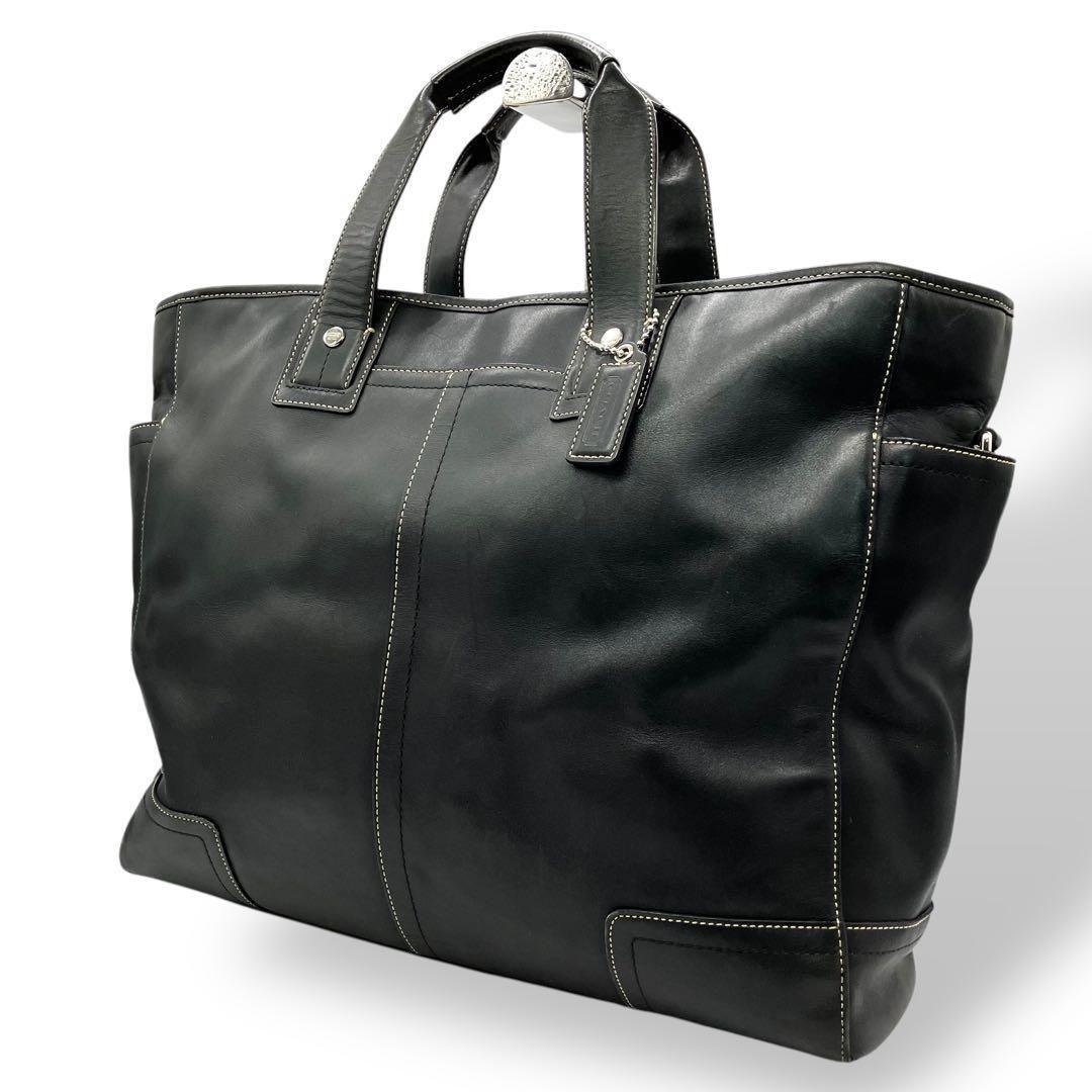 良品 1804 COACH ブリーフケース レザー ブラック A4