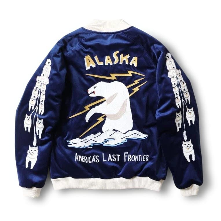 HOUSTON 別珍スカジャン ALASKA柄 スーベニア 51521NVXXL