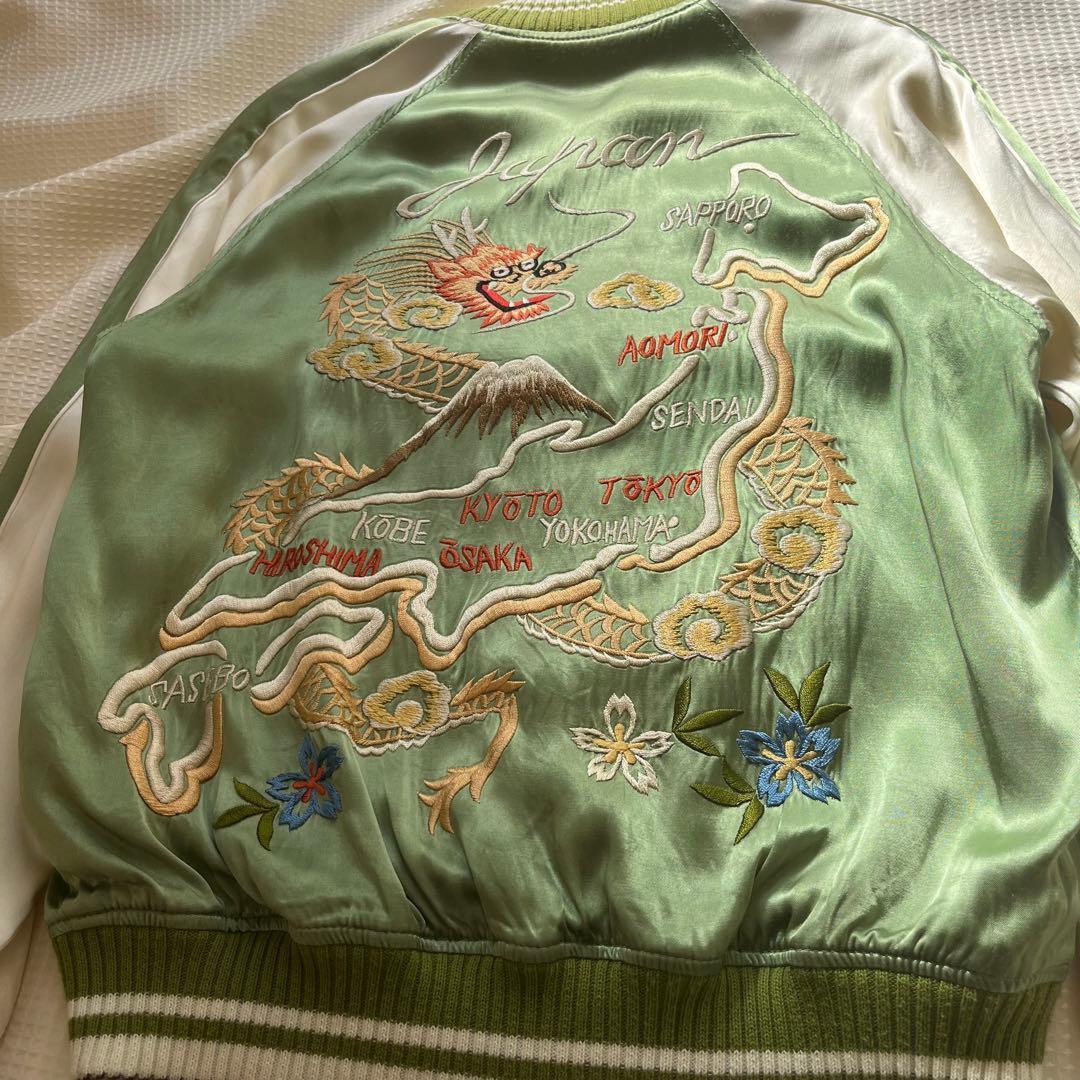 【希少】スカジャン　The Flat Head フラットヘッド 虎　龍　黒　S