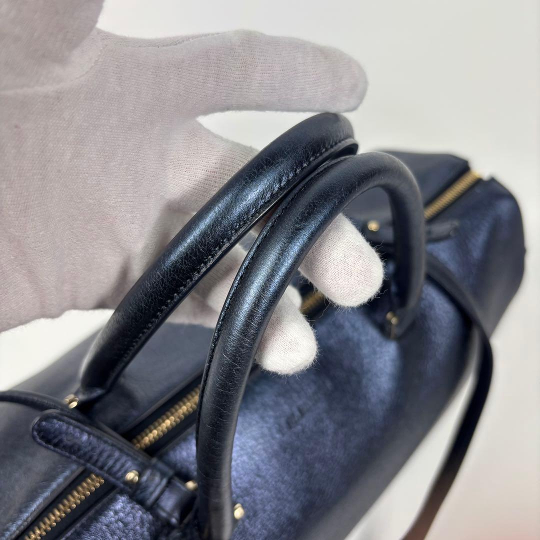 専用サンダー ハンドバッグ 2way ショルダー 3室 ブルー