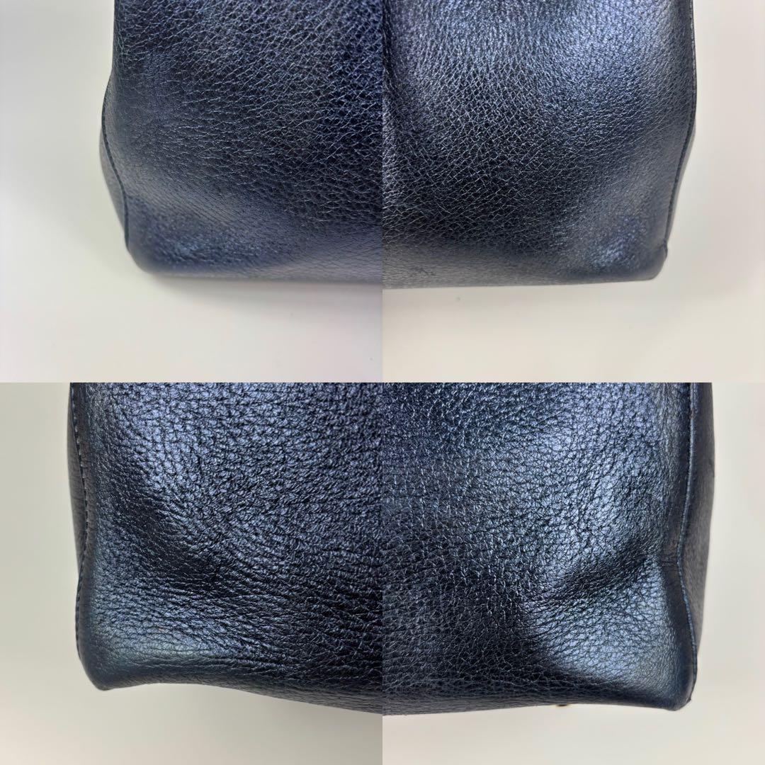 専用サンダー ハンドバッグ 2way ショルダー 3室 ブルー