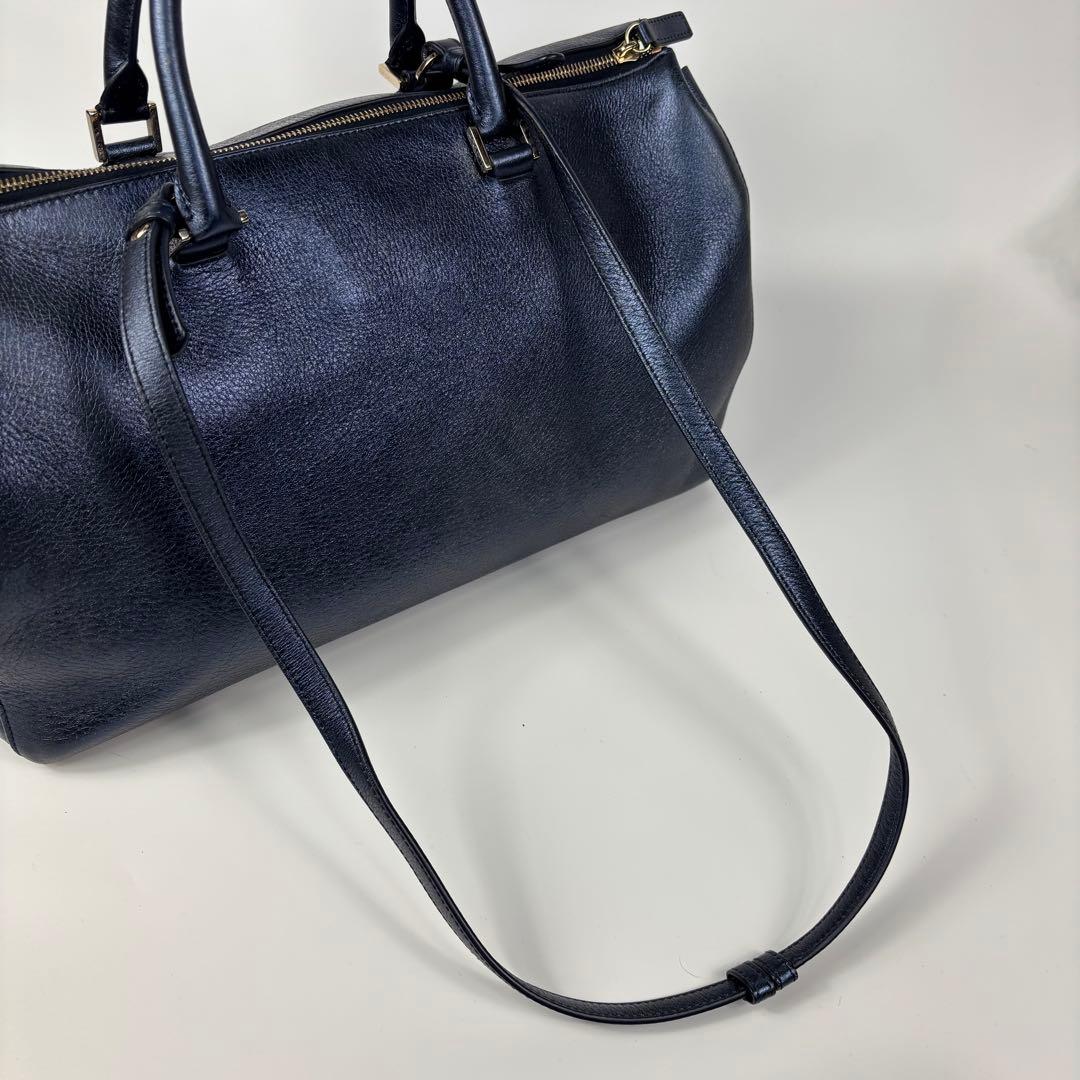 専用サンダー ハンドバッグ 2way ショルダー 3室 ブルー