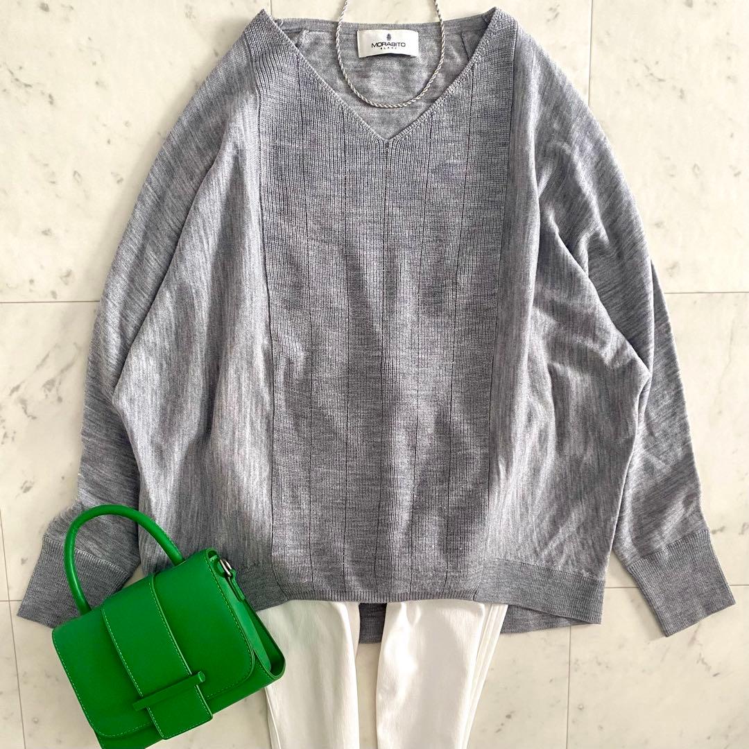 美品 モラビト MORABITO モニーレデザイン Vネックウールニット 40