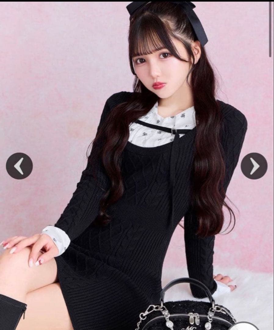 ミシェルマカロン　モノグラムシャツドッキングニットワンピース