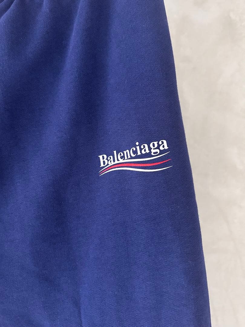 【BALENCIAGA】ブルー ロゴ入りスウェットパンツ サイズ10