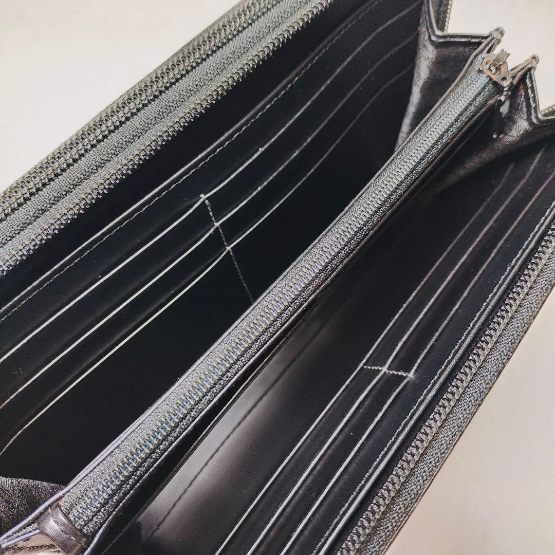 美品 ダンヒル レザー ラウンドファスナー オーガナイザー 財布 ブラック