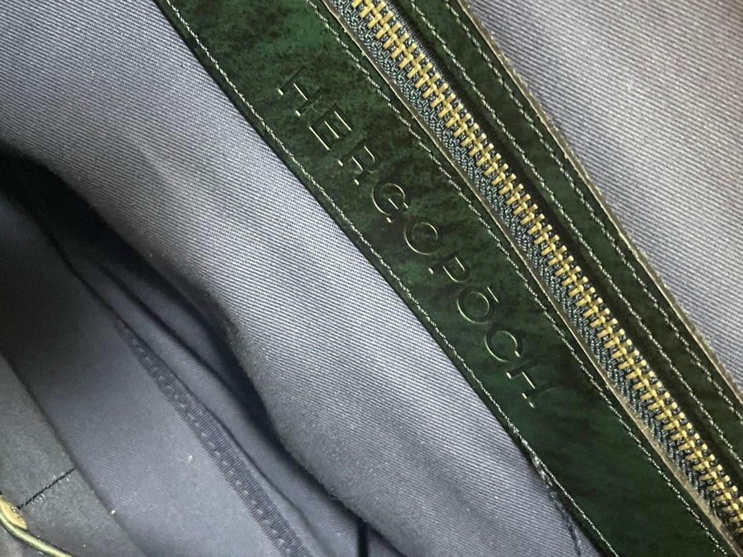 エルゴポック トートバッグ レザー ネイビー グリーン A4 HERGOPOCH