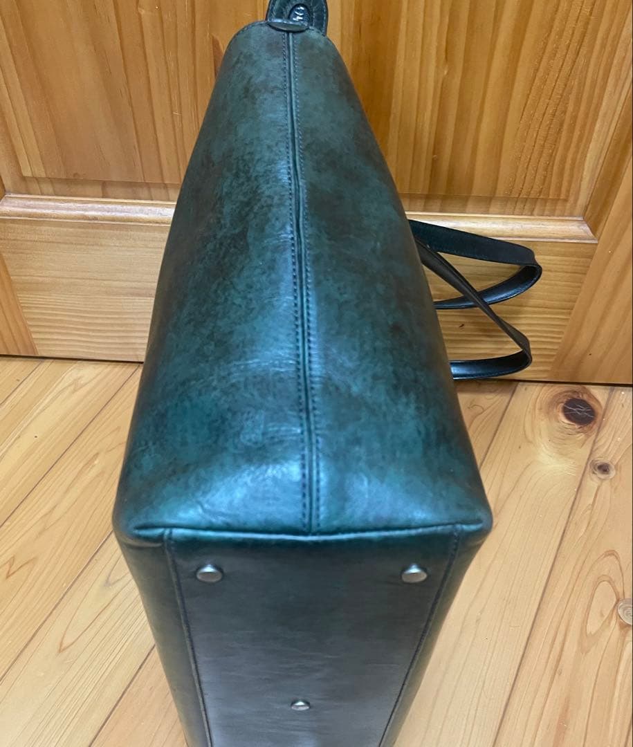 エルゴポック トートバッグ レザー ネイビー グリーン A4 HERGOPOCH