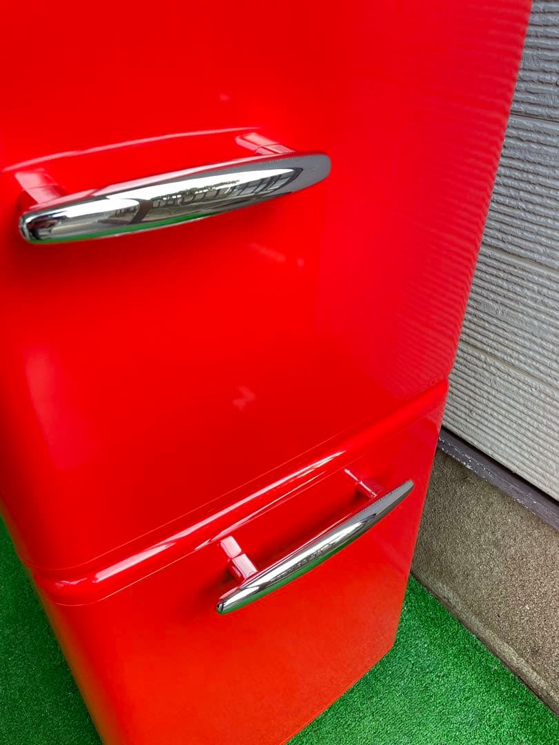 637極美品✨ エディオン レトロインバーターおしゃれレッド 2ドア冷蔵庫 単身