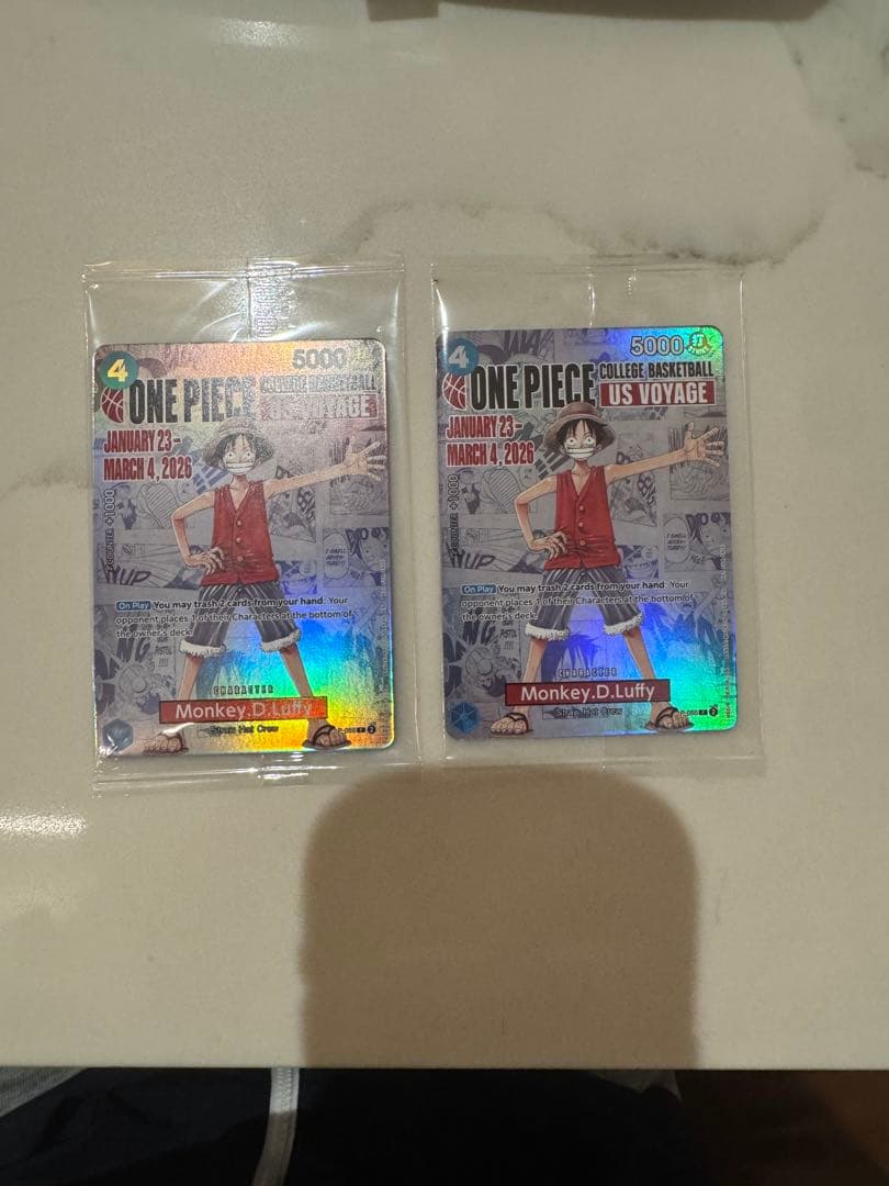 ワンピース モンキー・D・ルフィ アメリカ大学バスケ限定プロモ 未開封　2枚