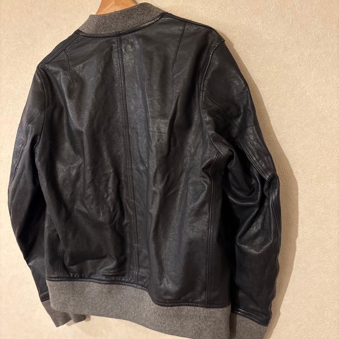 タケオキクチ ラムレザー ボンバージャケット MA-1 ブラック