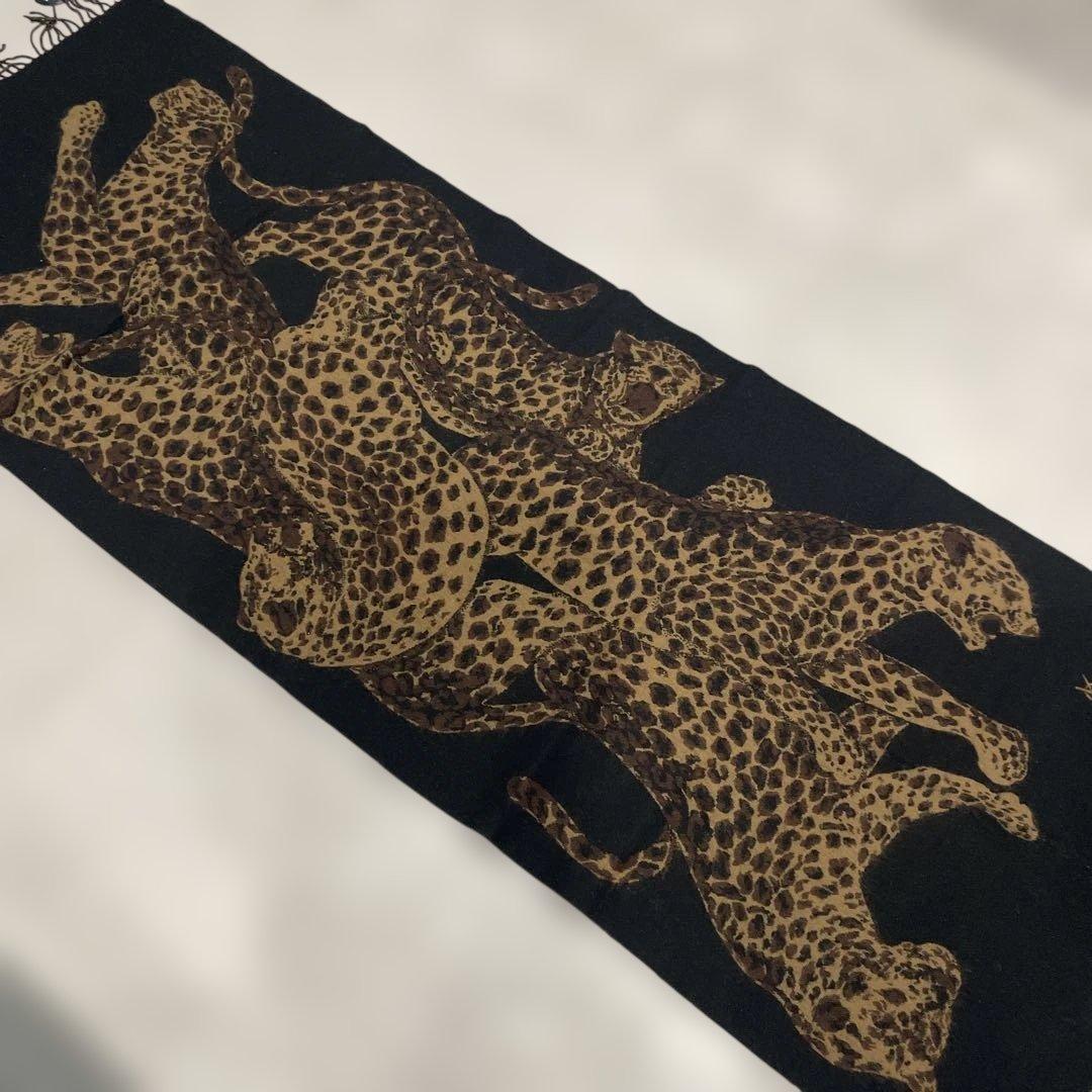 希少 サンローラン レオパード ヒョウ柄 大判ストール ウール ヴィンテージ