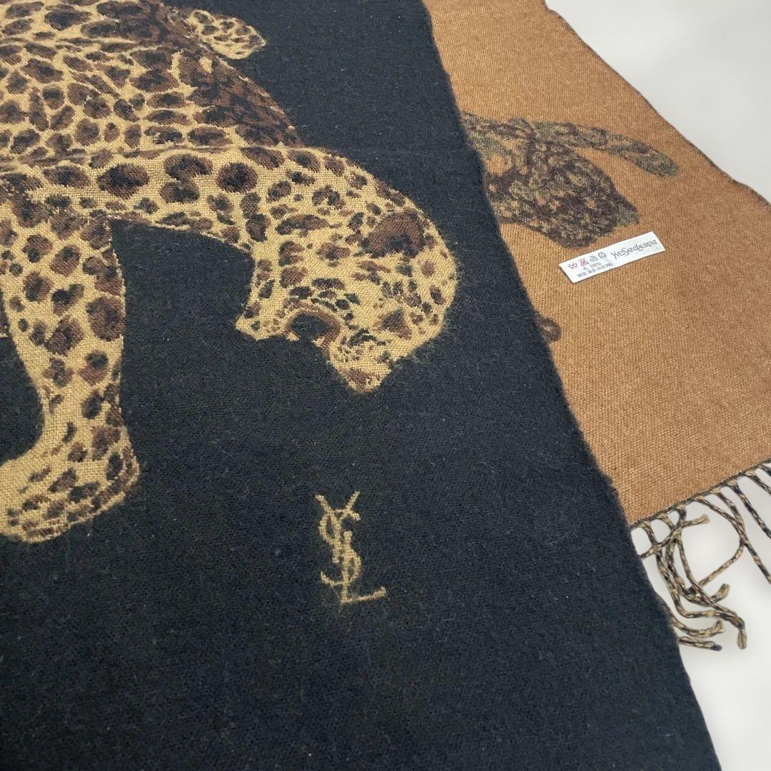 希少 サンローラン レオパード ヒョウ柄 大判ストール ウール ヴィンテージ