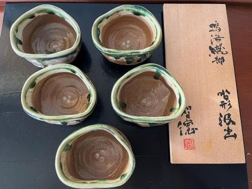 小山智徳作　鳴海織部沓形汲出し5客