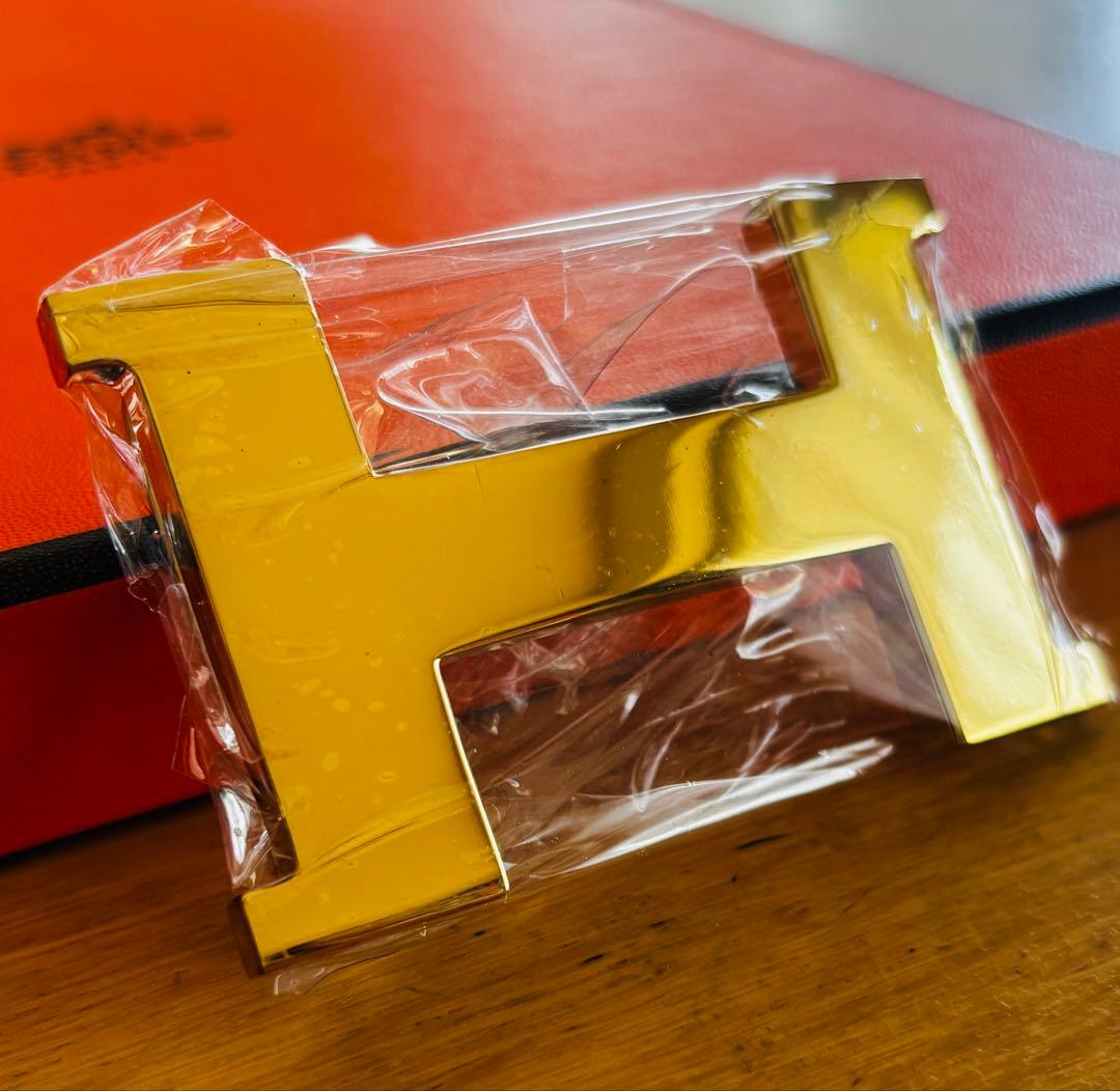 【新品未使用】ゴールドH型バックル メンズベルト ブラック