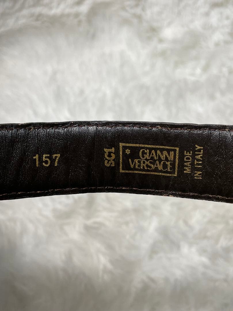 VERSACE ヴェルサーチ 型押しレザーベルト ブラウン 本革　幅3cm