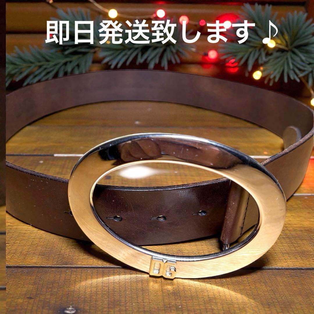 D&G ドルチェアンドガッバーナ ベルト　メンズ　ブラウン　シルバーバックル