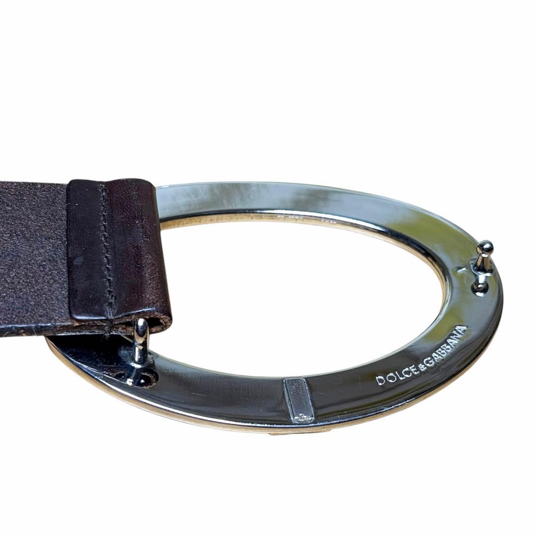 D&G ドルチェアンドガッバーナ ベルト　メンズ　ブラウン　シルバーバックル