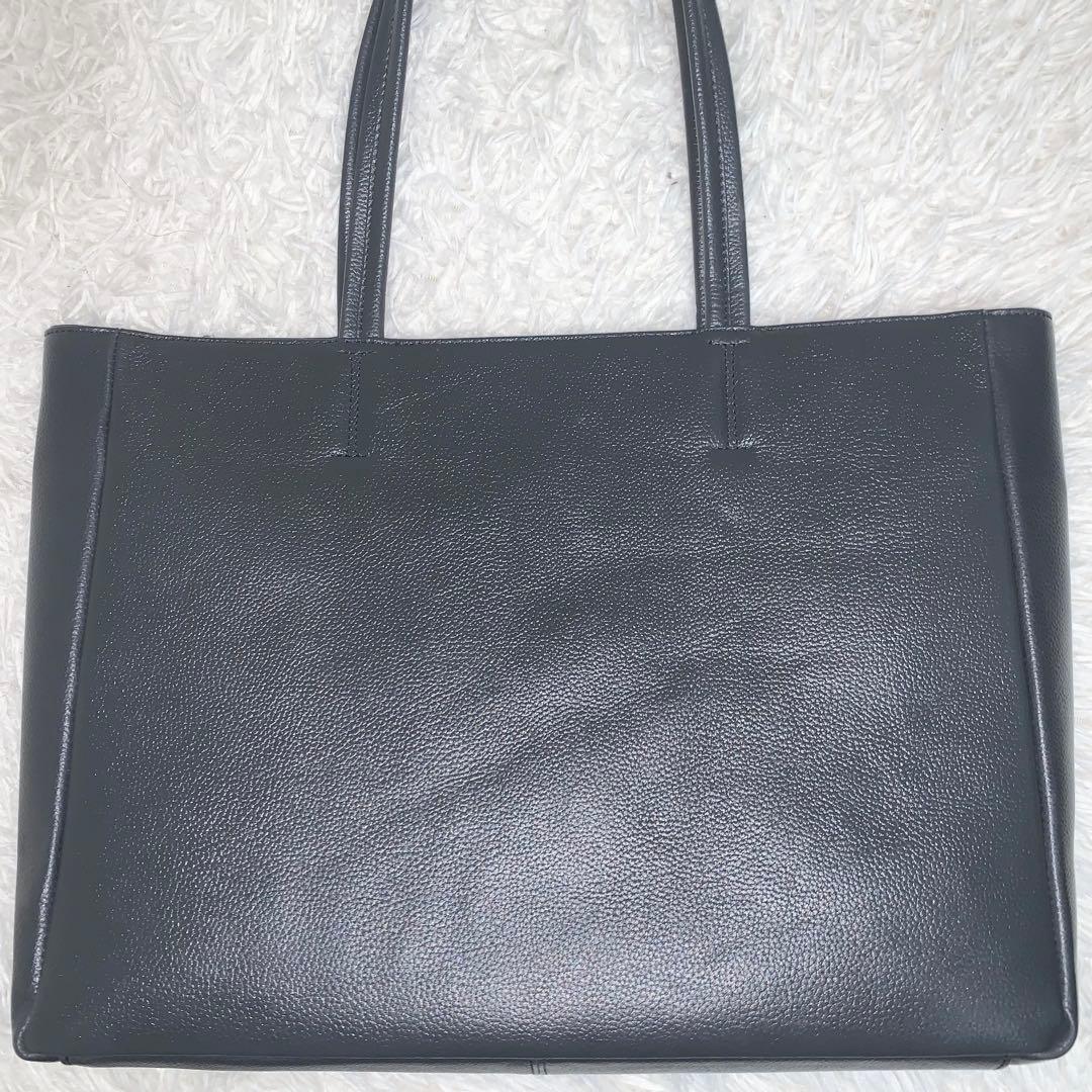 未使用級 SHIPS スマート レザー トートバッグ大容量 A4可 ダークグレー