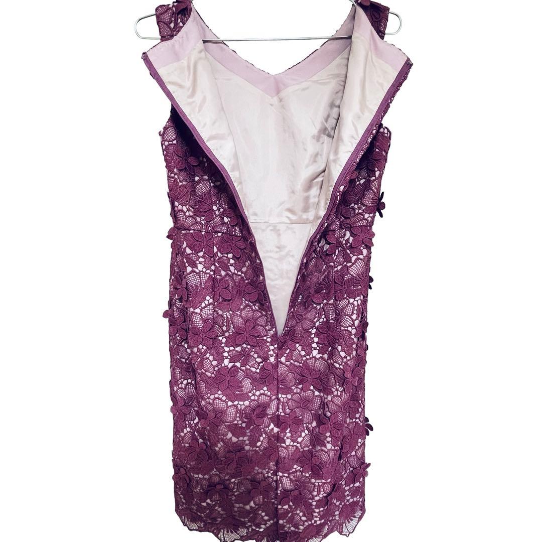 【美品】グレースコンチネンタル フラワーレースタイトワンピースピンク 36