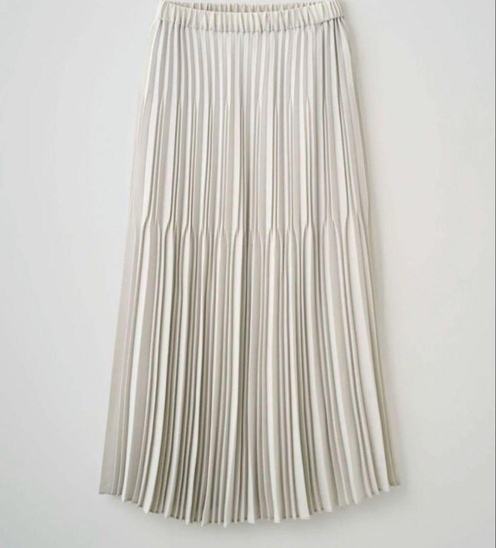 美品◆Soeju ソージュ プリーツスカート 85cm丈　ライトグレー