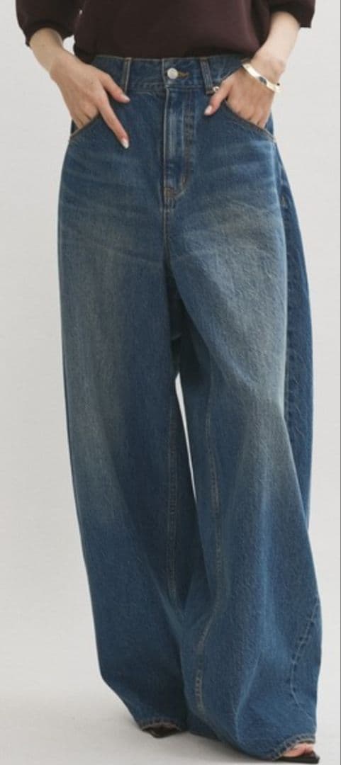 アダムエロペ☆サステナブルバックタックワイドデニム38