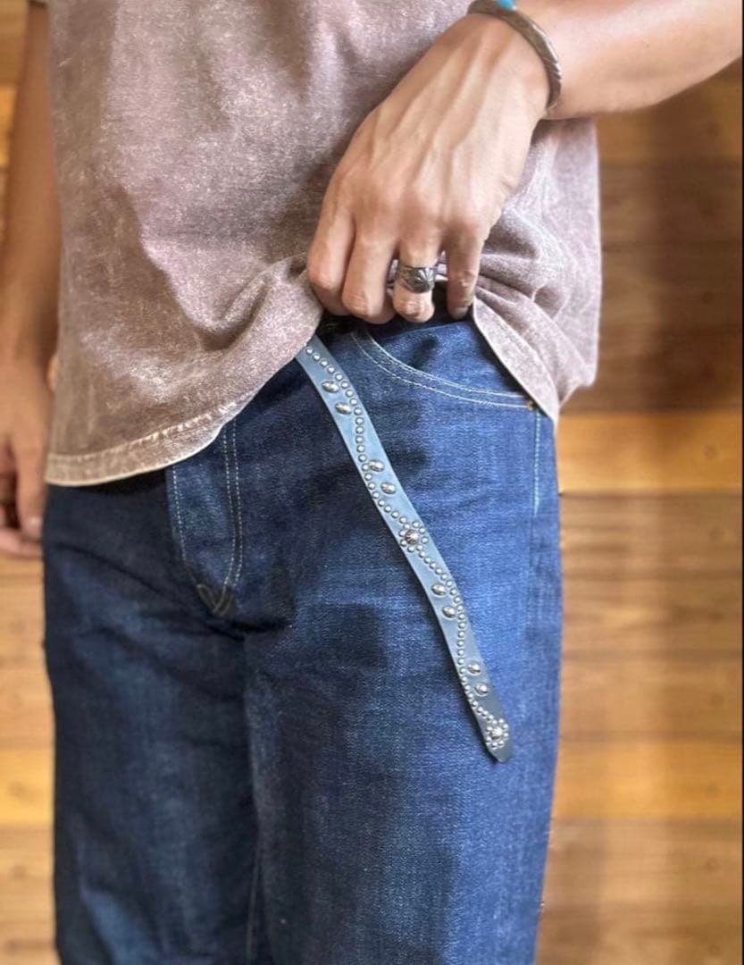 【新品未使用】スタッズナローベルト18mm幅 ダブルリーフhtcナロー好き